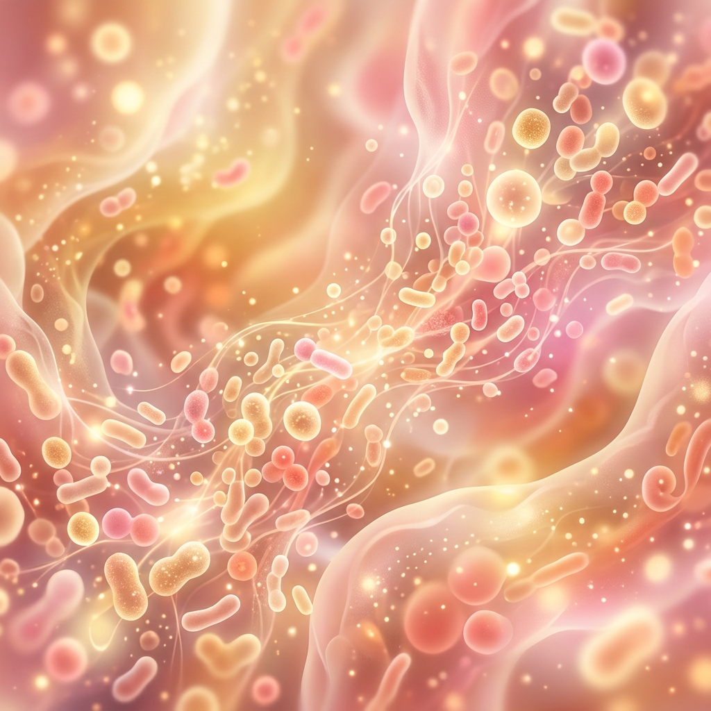Abstract representation of glowing gut flora